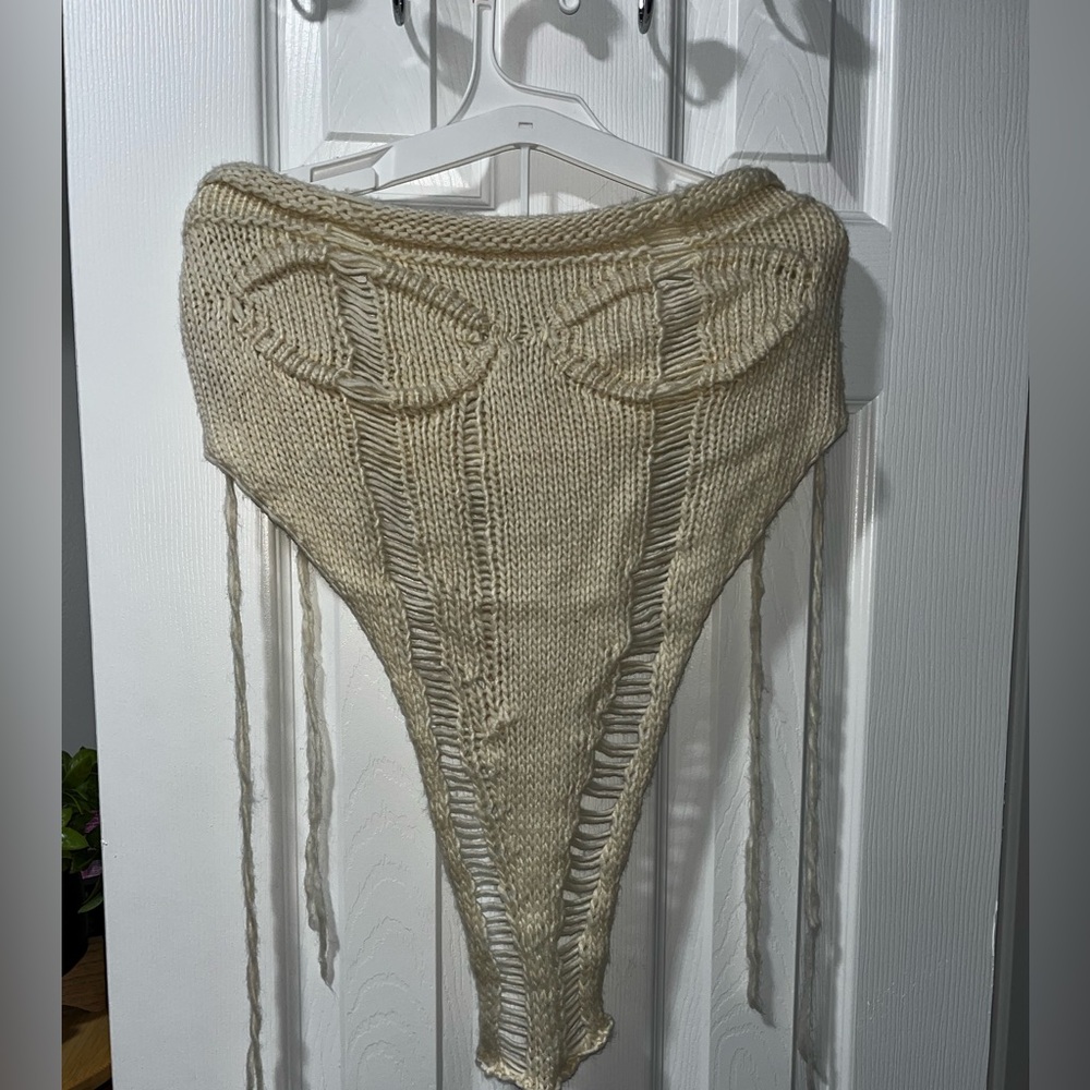 Cream Knit Crop Top